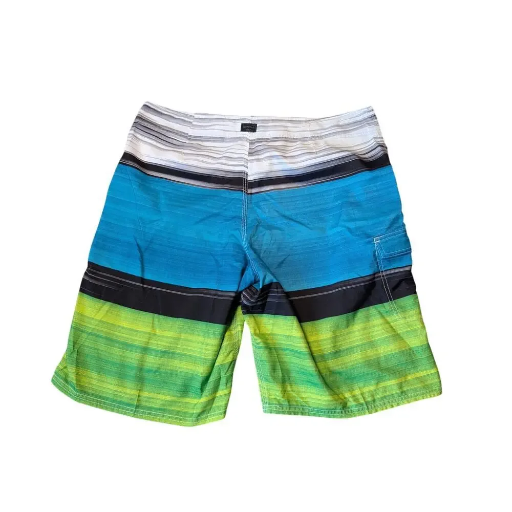 O'NEILL Mens Swim suit, size 36, classic striped bathing trunks; surfer, skater